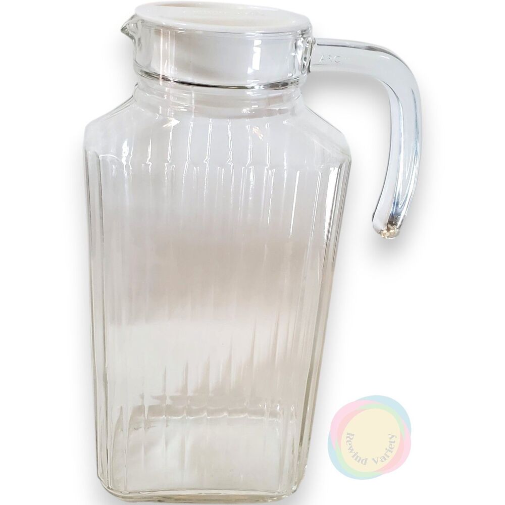 Vintage ARC Luminarc France Ribbed Glass Pitcher